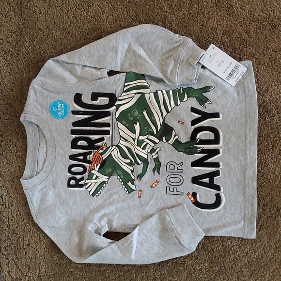 Boys CARTER'S Halloween ROARING FOR CANDY T-Shirt Size 12 18 24 mo 2T 3T 4T NWT - Picture 2 of 3